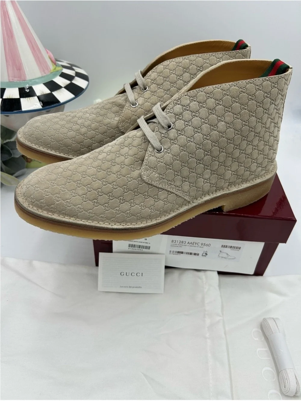 Men’s Gucci GG embossed desert boot size 10 made in Italy